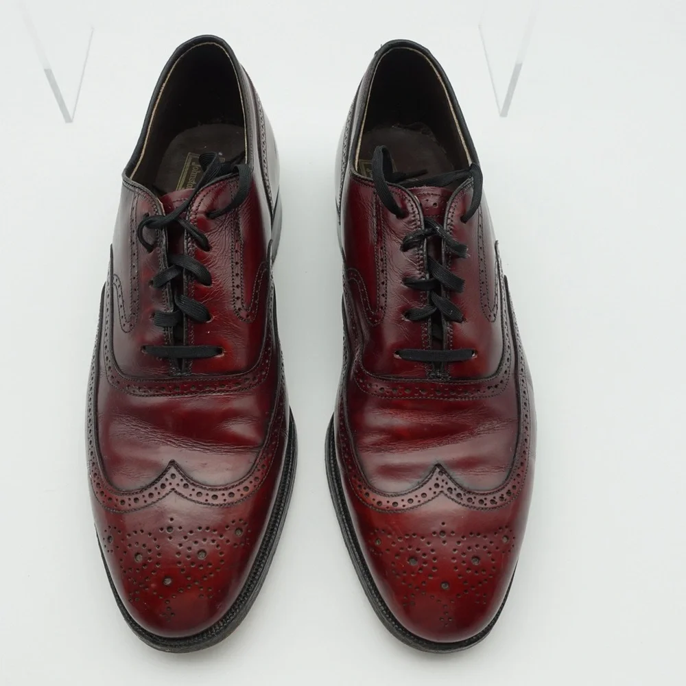 Johnston Murphy Crown Aristocraft Men Size 8.5 Shoes Red Leather Wingtip